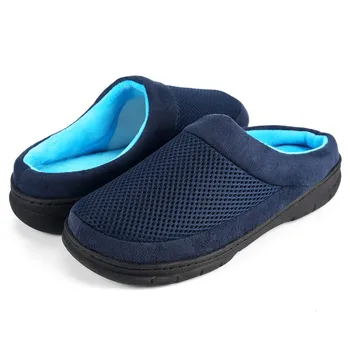 

slippers men 2020 summer Men's Round Toe Platform Flat With Warm Floor Home Net Upper Shoes Slippers Men's Shoes тапочки