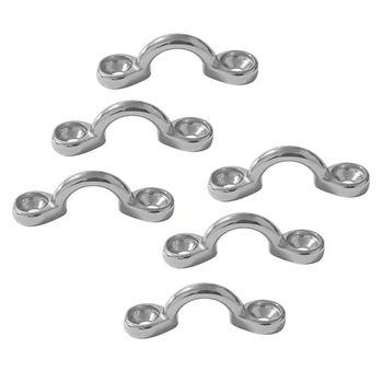 

6x Stainless Steel Marine Large-C Pad Eye Straps Tie Down Anchor Deck Loops