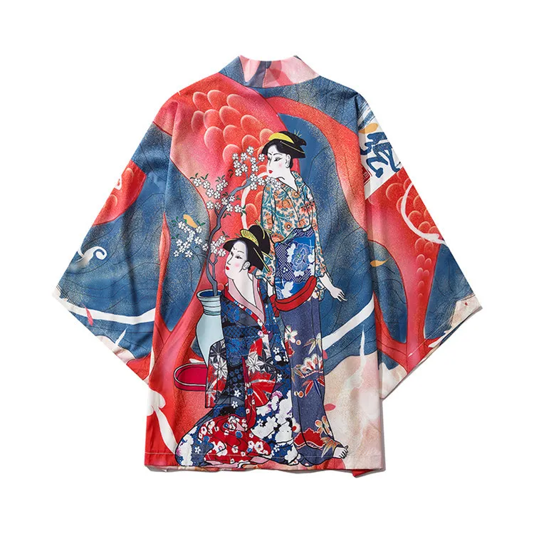 Традиционное японское кимоно кардиган кимоно куртка юката для мужчин цветочный принт повседневные свободные топы юката Япония Топы - Цвет: style G