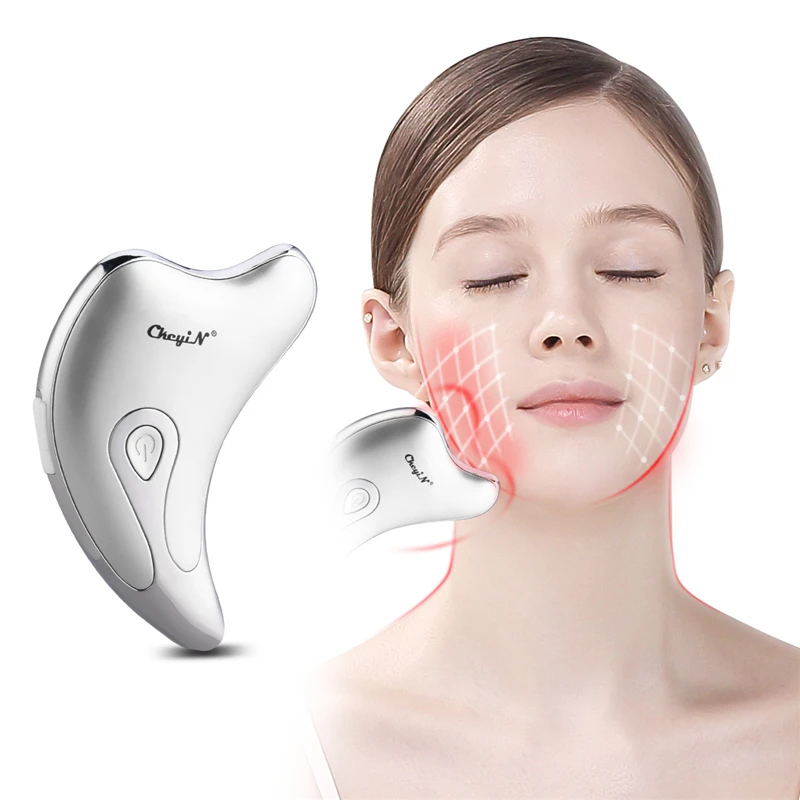 Electric Gua Sha Board Facial Massager Face Lifting Scraping Tool Microcurrent Massage Guasha Plate Wrinkle Removal Slimming 48