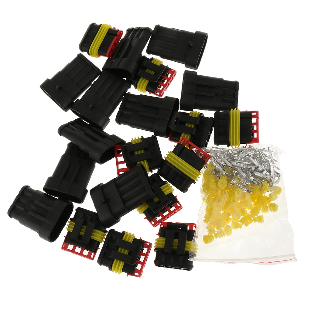 10 Kits 4 Pin Way Sealed IP68 Electrical Wire Connector Plug 1.5mm Terminal