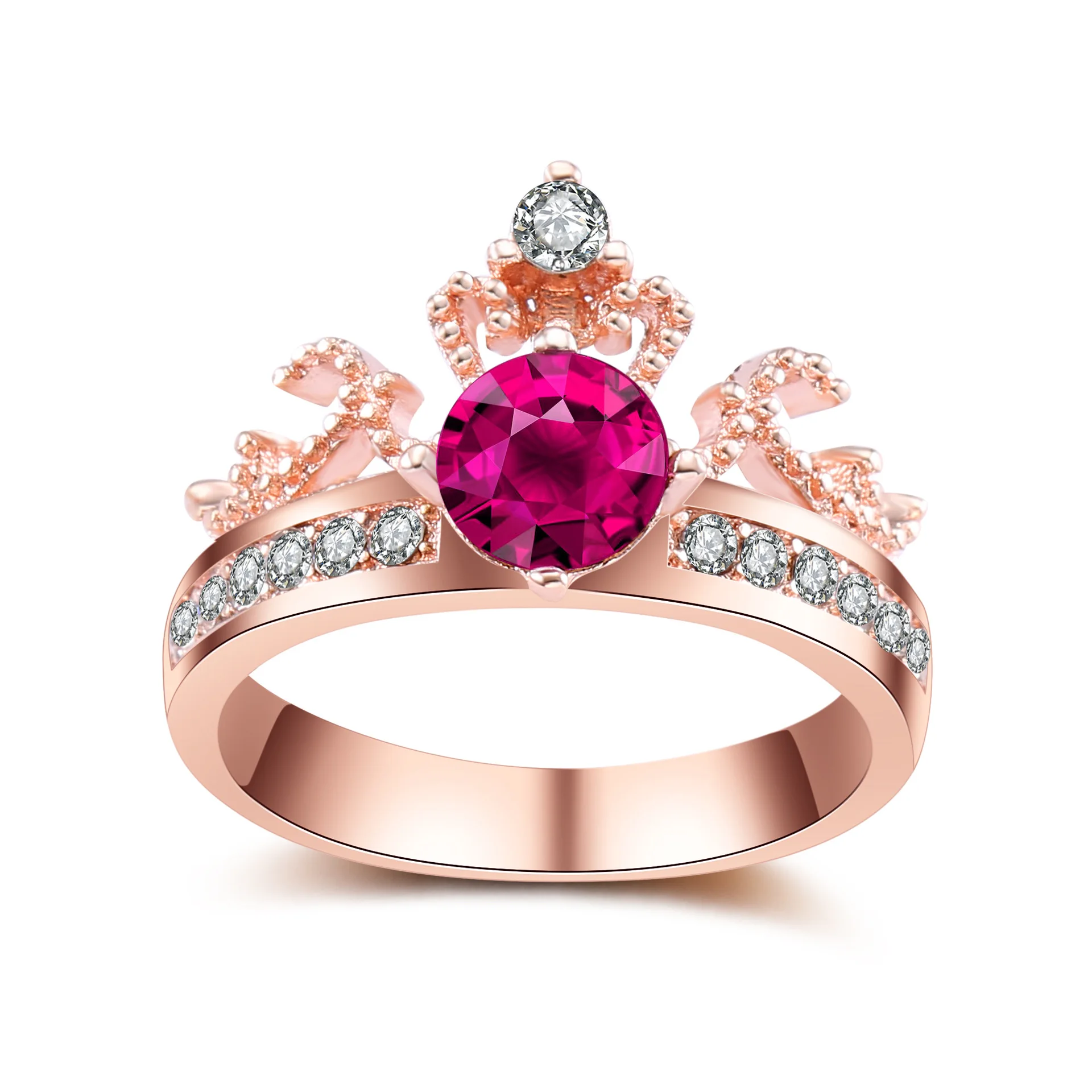 

New Crown Fashion Gold Plated Ring Creative Diamond Ring Premium Temperament Jewelry Ball Party Birthday Party