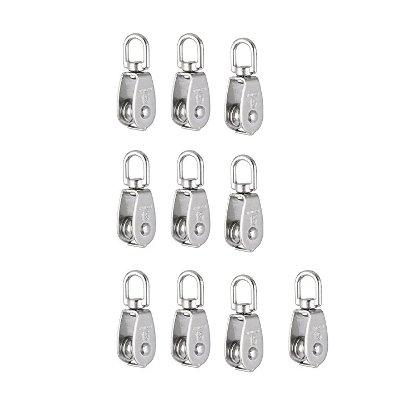 

New-Crane Pulley Block M15 Lifting Crane Swivel Hook single Pulley Block Hanging Wire Towing Wheel 10Pcs