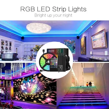 

5-Meter 5050 LED Strip WIFI RGB RGBW RGBWW RGB Led Color Changeable Flexible LED Strip Light + WIFI Remote Controller + Power