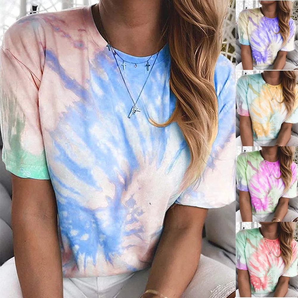 

Tie Dye Shirt Women Plus Size Streetwear 2020 Tops Punk Tie Dye Print Thanksgiving Graphic T Shirts Vintage Plus Girls