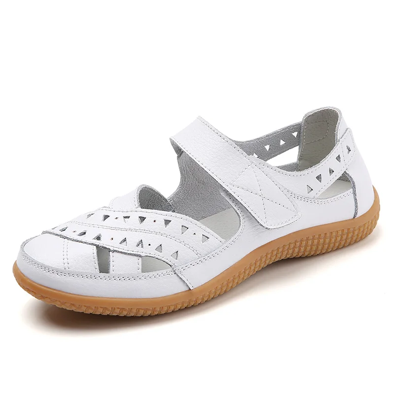 Women Sandals Women Shoes Women Sandals Leather Ladies Sandals Comfortable Flats Walking Covered Toe Beach Shoes Woman Footwear