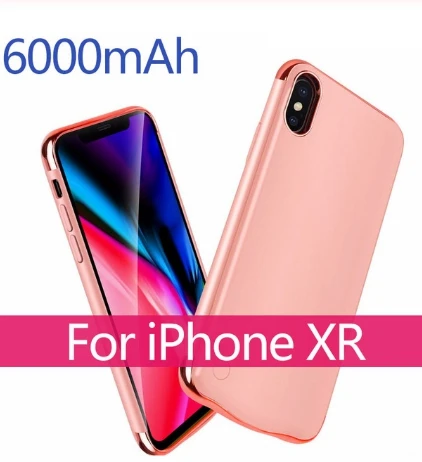5500 мАч/6000 мАч чехол для зарядного устройства для iPhone X XS MAX XR чехол для аккумулятора ультра тонкий внешний аккумулятор чехол внешнее резервное зарядное устройство чехол - Цвет: For iphone XR Rosy