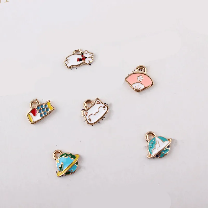 

10pcs Carp kitten fan Enamel Alloy Connectors Bracelets Charms For DIY Necklace Accessories DIY Fashion Jewelry Finding