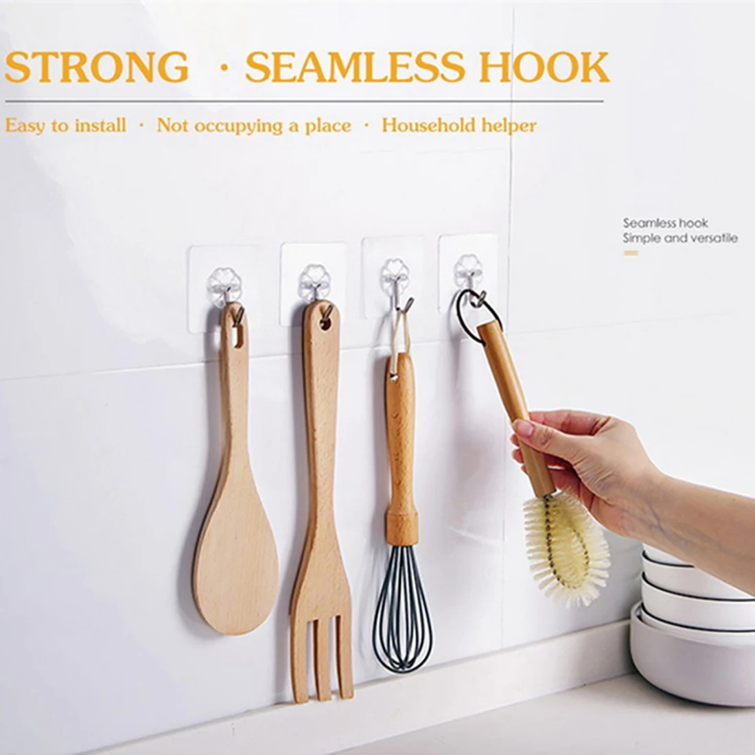 20Pcs Transparent Strong Self Adhesive Door Wall Hangers Hooks rack cup Kitchen