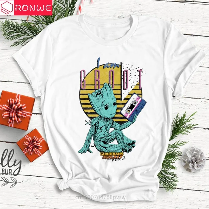 

2020 The New T-shirt Cute Bady Groot Printed Top Tops Women Tshirt Fashion Vogue Cartoon I Am Groot T Shirt Harajuku Cropped