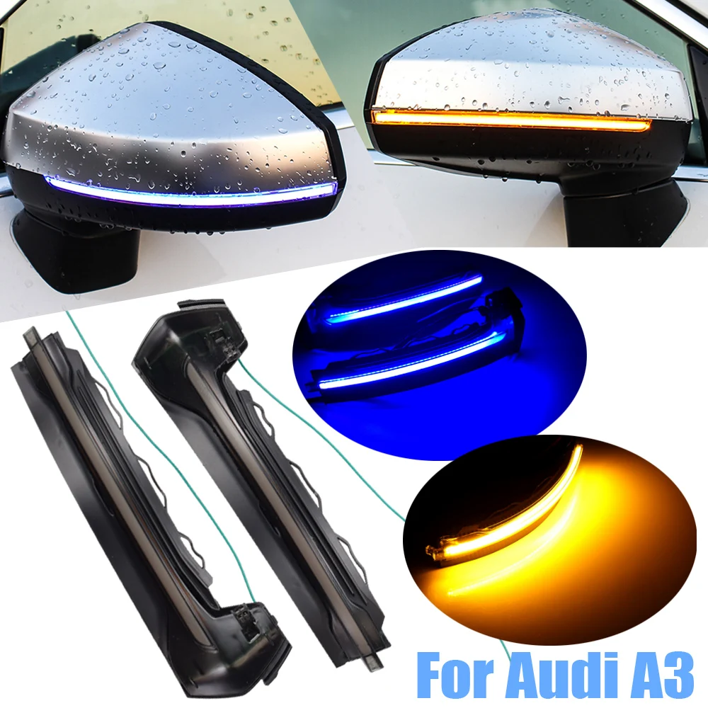 

LED Dynamic Turn Signal Light Side Mirror Indicator Flowing Water Blinker For Audi A3 8V 2013-2020 S3/RS3 8V 2013-2020