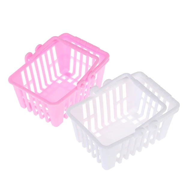 2Pcs Shopping Basket Toys Mini Supermarket Shopping Hand Basket Model Dollhouse 2