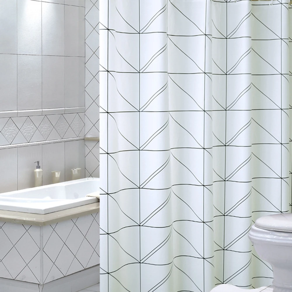 

EHOMEBUY2019 Triangular White Shower Curtain Waterproof Mildewproof Translucent Thicker PEVA Curtain For Bathroom Shower Room