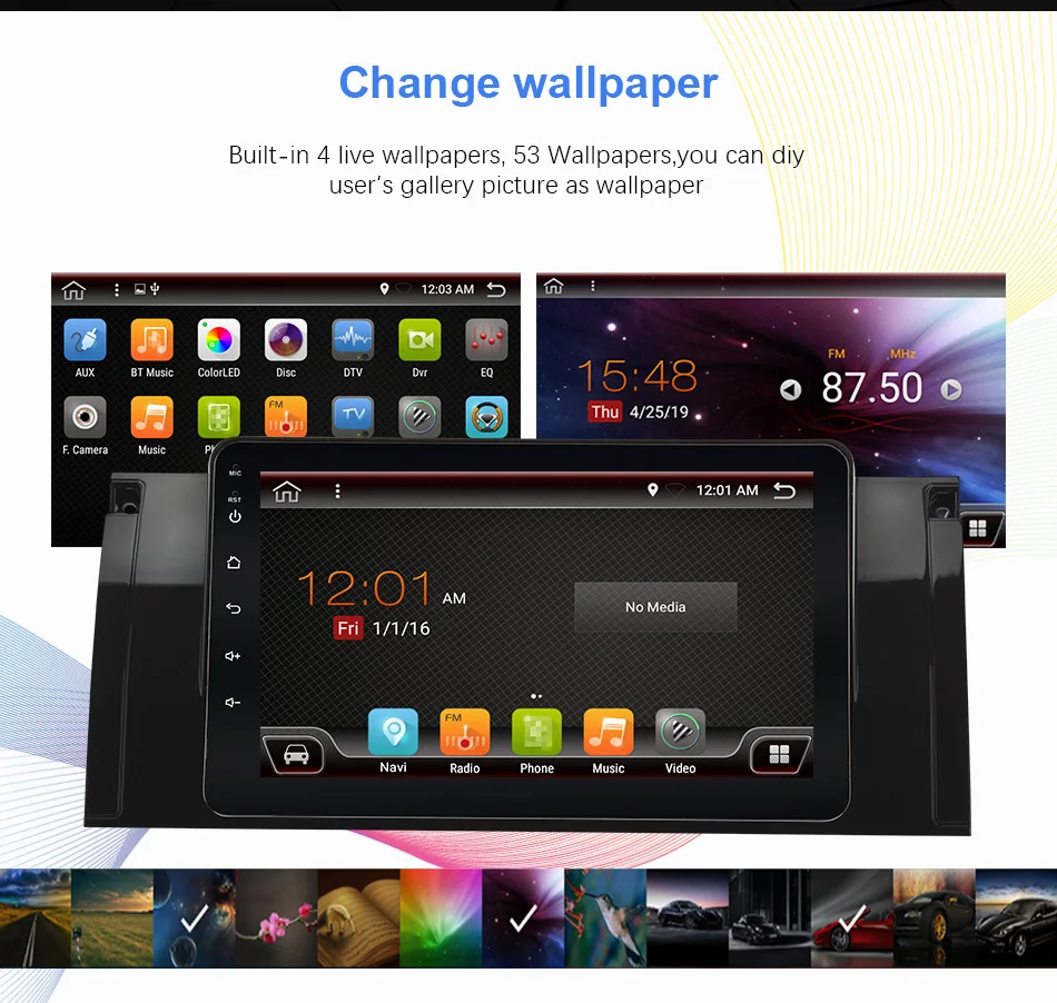 Cheap Eunavi 8 inch Android 9.0 HD 1024*600 Car Radio Stereo Car GPS Navigation For BMW E53 E39 X5 WiFi 3G Audio Player no dvd 1 din 19