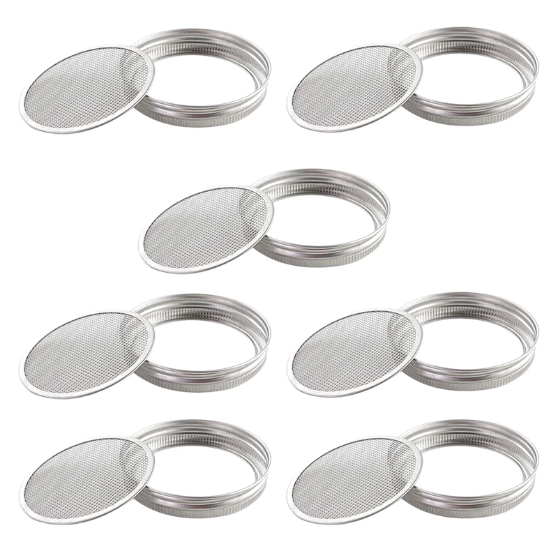 

7 Sets 3.3inch Seed Sprouter Germination Cover Kit with Stainless Steel Strainer Lids Sprouting Stan for Mason Jars