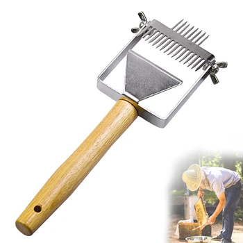 

Adjustable Stainless Steel Ergonomic Handle Multifunctional Durable Comb Accessories Honey Fork Double Needle Practical Shovel