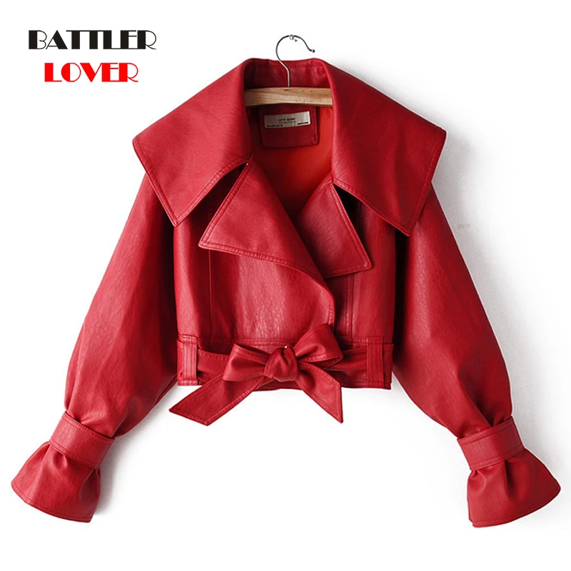 2021 Spring Autumn Fashion Big Lapel Versatile Locomotive Pu Leather Jacket for Women Motorcycle Punk Hip Hop Coats Outerwear