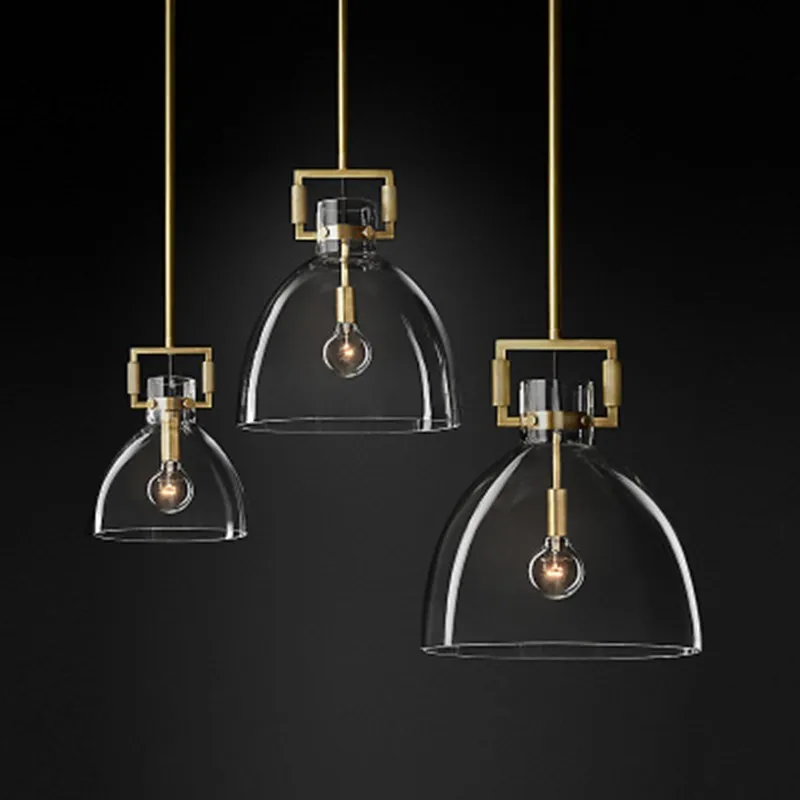 Light luxury postmodern bedside chandelier American simple all-copper bar table dining room lamp designer glass bedroom | Освещение