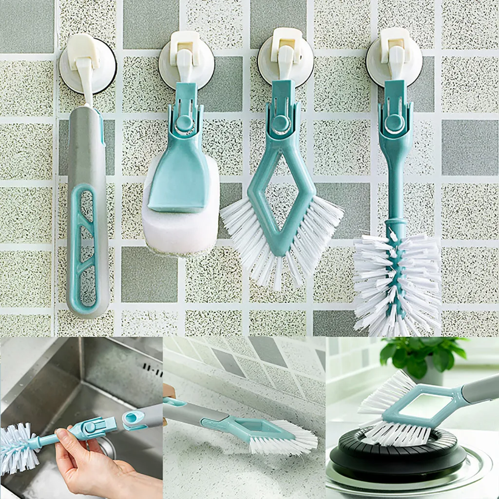 

Kitchen Toilet Bathroom Wash Cleaning Sponge Cleaner Long Handle Brush