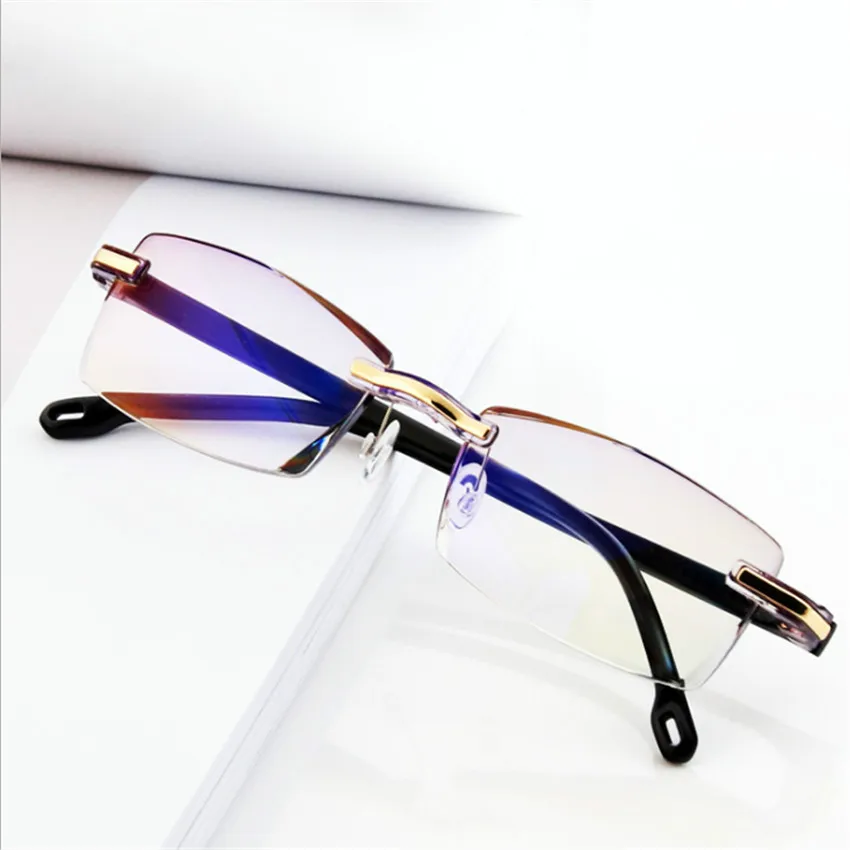Rimless Reading Glasses Women Men Transparent Blue Light Blocking Frameless Computer Glasses Presbyopia Reader 1.0 1.5