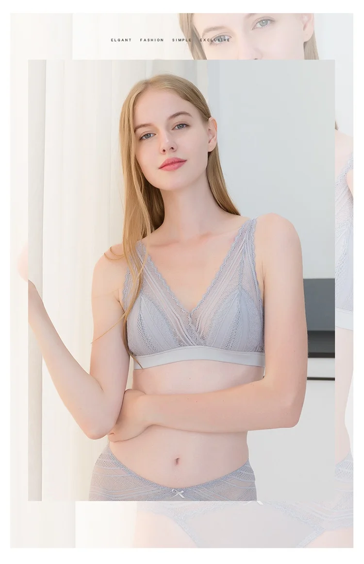 Pure Silk Women's Lace Bras Women Wire Free 3/4 Cup Solid Female Thin Bra Breasts Woman Underwear