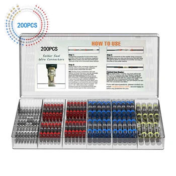 

200PCS Solder Seal Wire ConnectorsHeat Shrink Butt Connectors Waterproof and Insulated Electrical Wire Terminals Butt Splice
