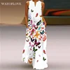 Butterfly Printed White Dress Casual Breathable Long Dresses Summer Woman Sleeveless Girls Beach Maxi Dress Women 1