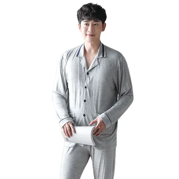 

Pajamas men's long-sleeved modal autumn and winter new young dad plus size home service two-piece suit