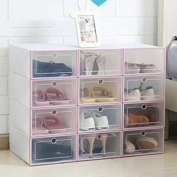 

New Transparent Plastic Shoe Box Flip Design Shoe Storage Artifact Home Storage Tool Best Price