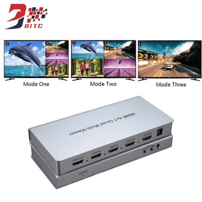 SZBITC HDMI коммутатор 4x1 делитель переключатель 4 порта HDMI Quad MultiView Seamlesss переключение для ТВ экран с ИК-пультом дистанционного управления
