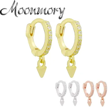 

Moonmory 925 Sterling Silver Zircon Cone Pendant Drop Earrings With Piercing For Women CZ Water Dangle Circle Earring Jewelry