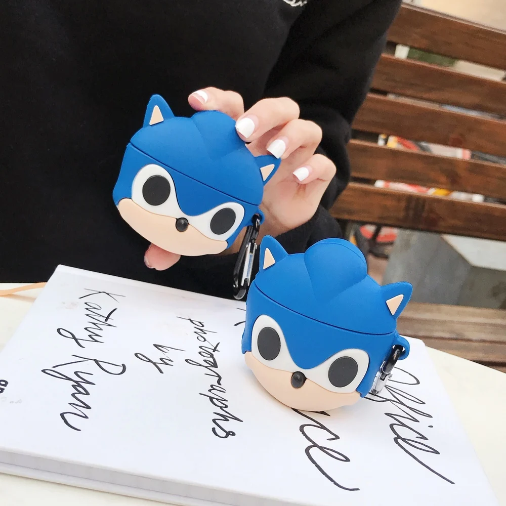 Чехол для наушников AirPods Pro 3D Аниме Sonic The Hedgehog для AirPods 1 2 3 Bluetooth гарнитура мультяшный силиконовый чехол с крючком