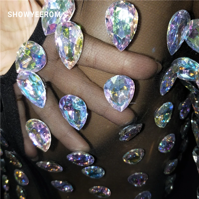 Серебристо-черное яркое платье со стразами с длинными рукавами костюм Go-Go женское танцевальное платье с бриллиантами День рождения, празднование платье-стретч