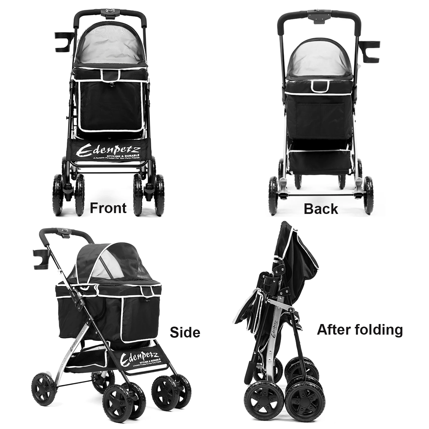 Pet Stroller Foldable Pets Cart Lightweight Outdoor Travel Gear For Cats Dogs