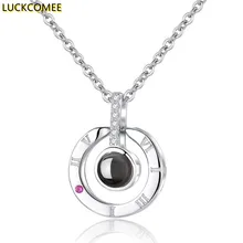 

S925 Sterling Silver 100 Languages Necklace Female Can Be Projected Valentine's Day Gift Jewelry Necklace For Men And Women