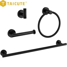 

TAICUTE Black Bathroom Accessories Sets Wall Mount Towel Holder Ring Stainless Steel Toilet Paper Roll Holder