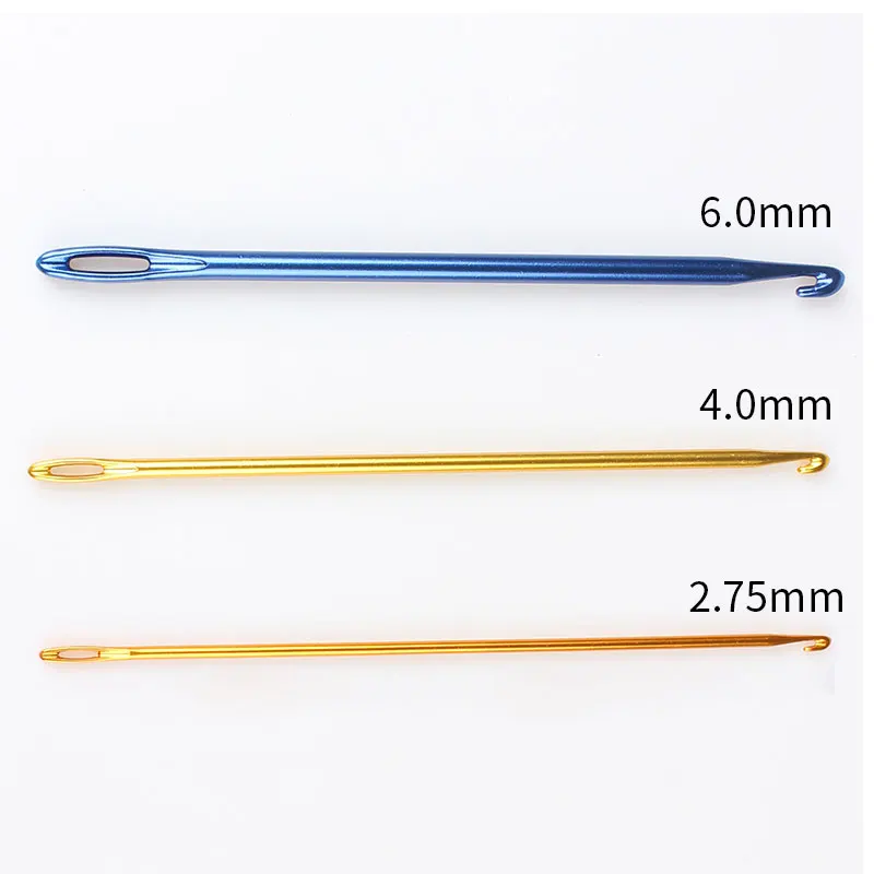 1Pcs Afghan Aluminium Needles For Knitting DIY Tunisian Crochet Hooks Hand Knit Tool With an Eye Knitting Sewing Needles