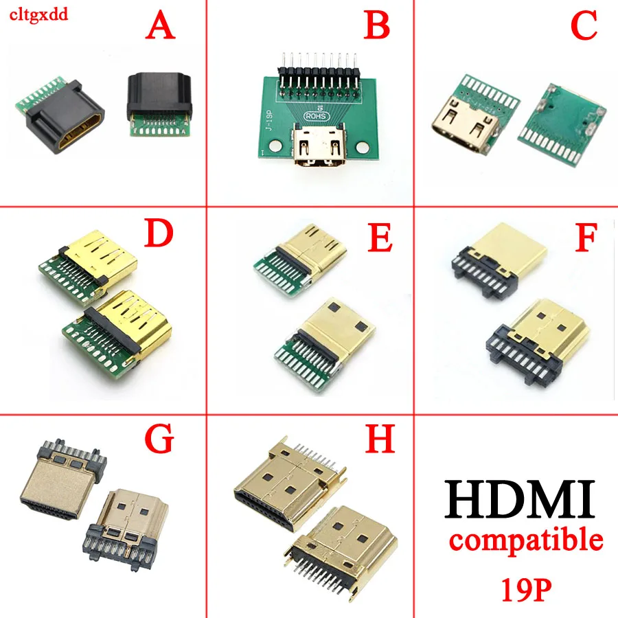 1x HDMI-совместимый 19Pin гнездовой штекер разъем позолоченное тестовое гнездо ремонт