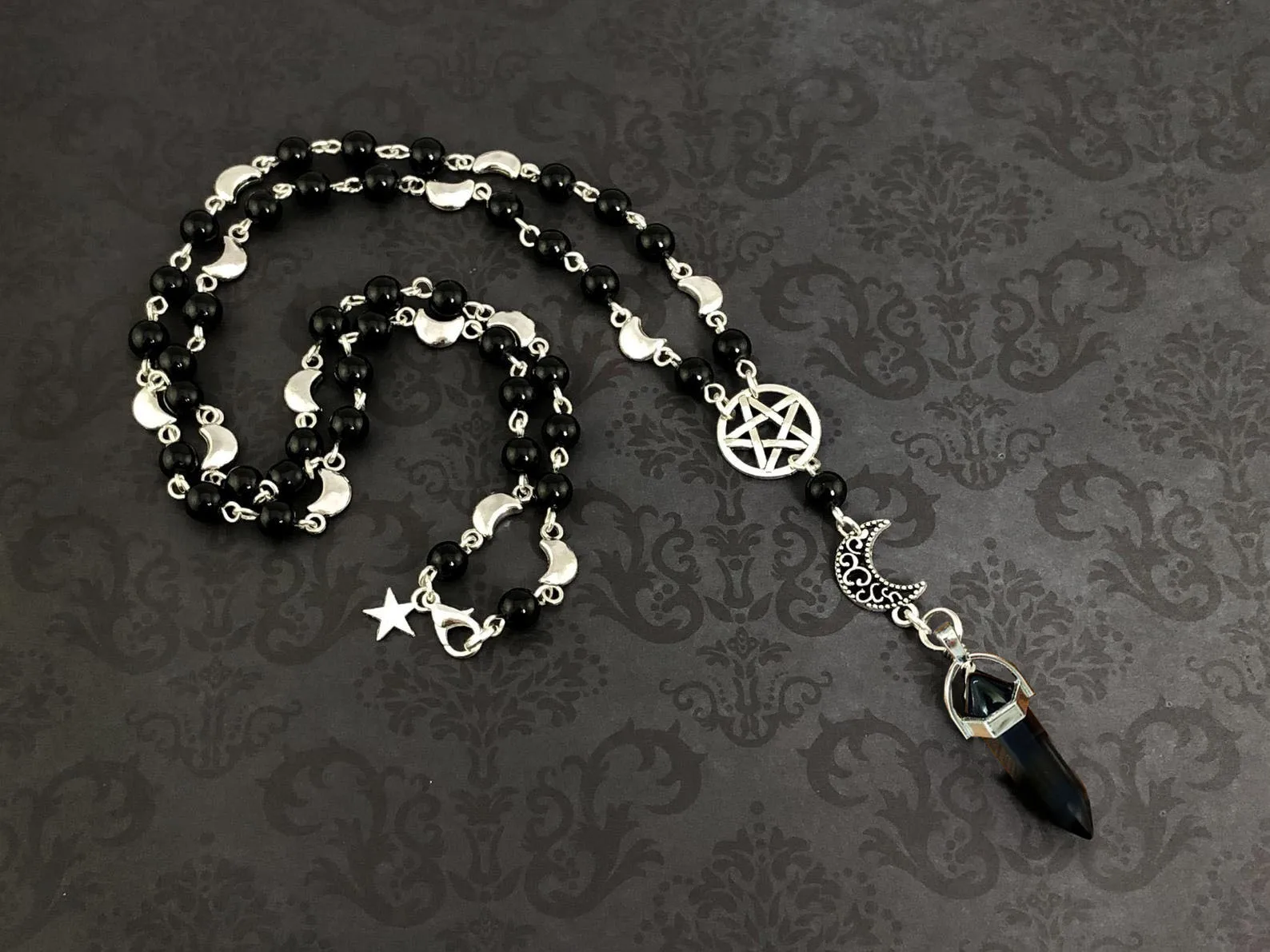 Vampire Bat Rosary - Occult vamp goth ankh beads bat gothic vampire vampiric Ankh necklace - Image 5