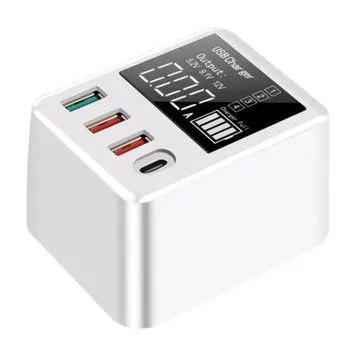 

4 USB Ports QC3.0 Charger HUB Fast Charging Dock Stand with LED Display Screen for Phone and Tablet Fast Charger US Plug
