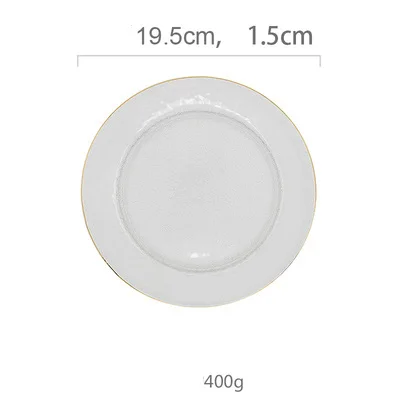 3 цвета, KINGLANG, стеклянная тарелка для салата, домашняя, большая, прозрачная, в скандинавском стиле, креативная тарелка для завтрака, десертная миска, фруктовая миска, блюдо - Цвет: Clear Color Plate S