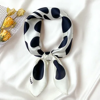 

Fashion Dot Print Women Neck Scarf 100% Silk Hair Band Female Small Square Scarves Shawls and Wraps Foulard Bandana Neckerchief
