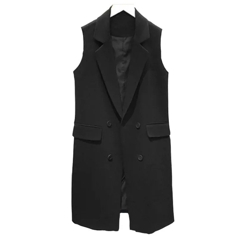 Fashion ladies sleeveless jacket 2020 spring and autumn new casual ladies suit jacket High quality long vest coat feminine
