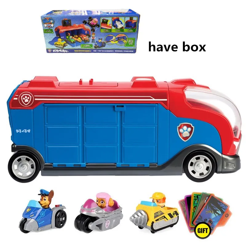 bus have box Paw Patrol 7 шт./лот фигурка животного милый щенок-модель сторожевые псы(6 собак и 1 капитан) Игрушки для детей подарки на день рождения - Цвет: bus have box