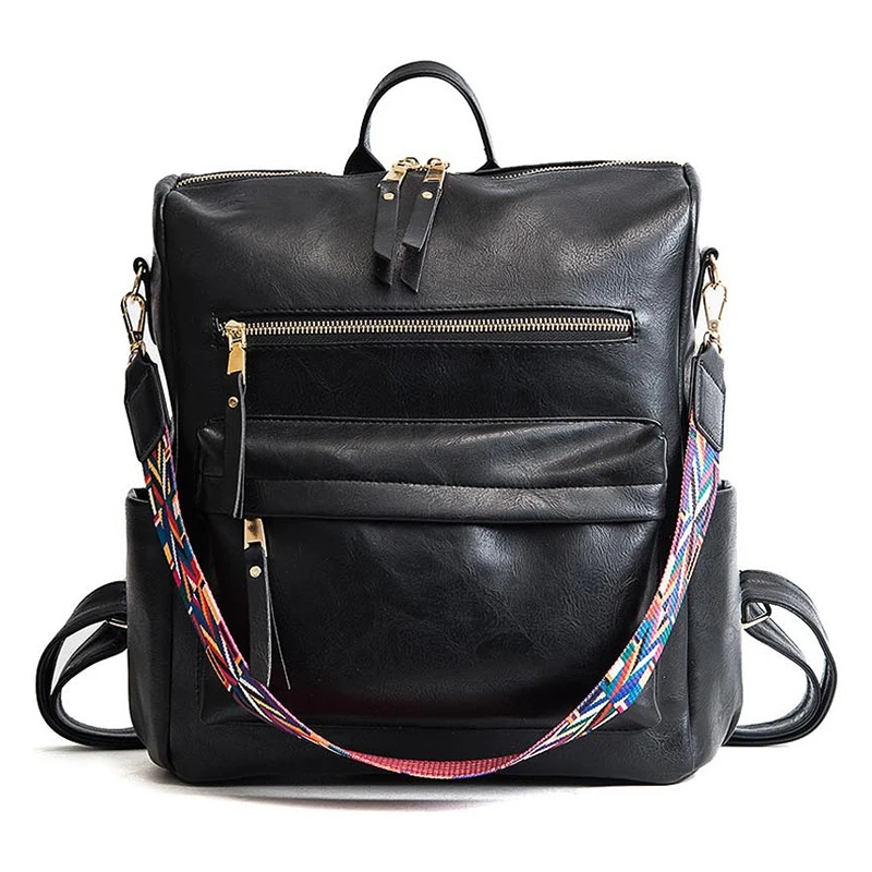 

Leather Backpack Ladies Student Bag Large Backpack Multifunction Travel Retro Backpack
