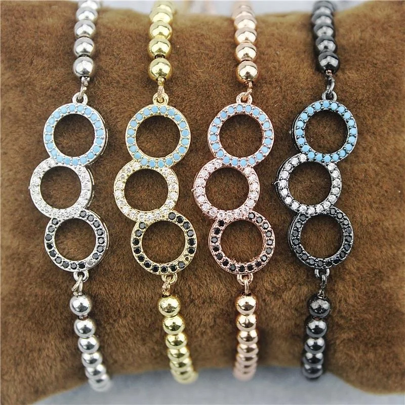 Регулируемый 10 шт./лот Модный cz браслет, мульти cilor медный соединитель для бисера браслет, ювелирные изделия ручной работы оптом