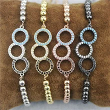 Регулируемый 10 шт./лот Модный cz браслет, мульти cilor медный соединитель для бисера браслет, ювелирные изделия ручной работы оптом