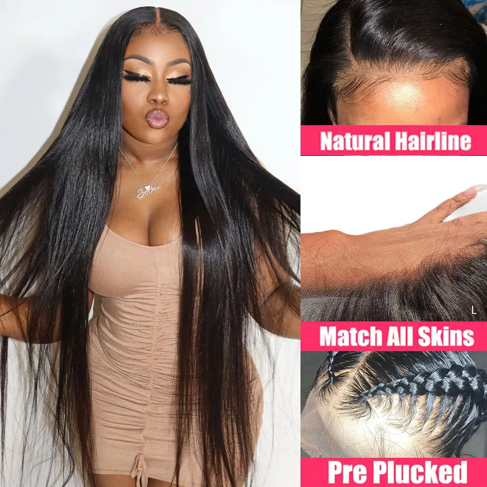 28 30 40 Inch Lace Front Human Hair Wigs for Black Women Pre Plucked Brazilian Remy Hair 13x4 Straight Lace Frontal Wig