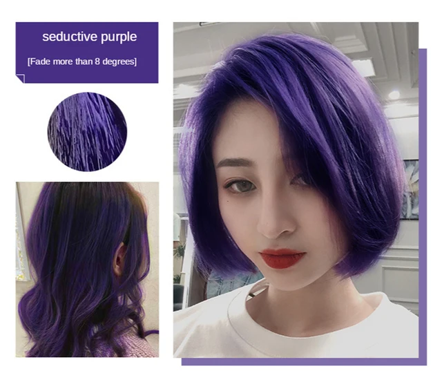 500ml Hair Dye Cream Fashion Blue Hair Waxing Mud DIY Temporary Styling Hair Color Cream No Damage Easy Wash Purple Hair Dye Wax Seductive Purple