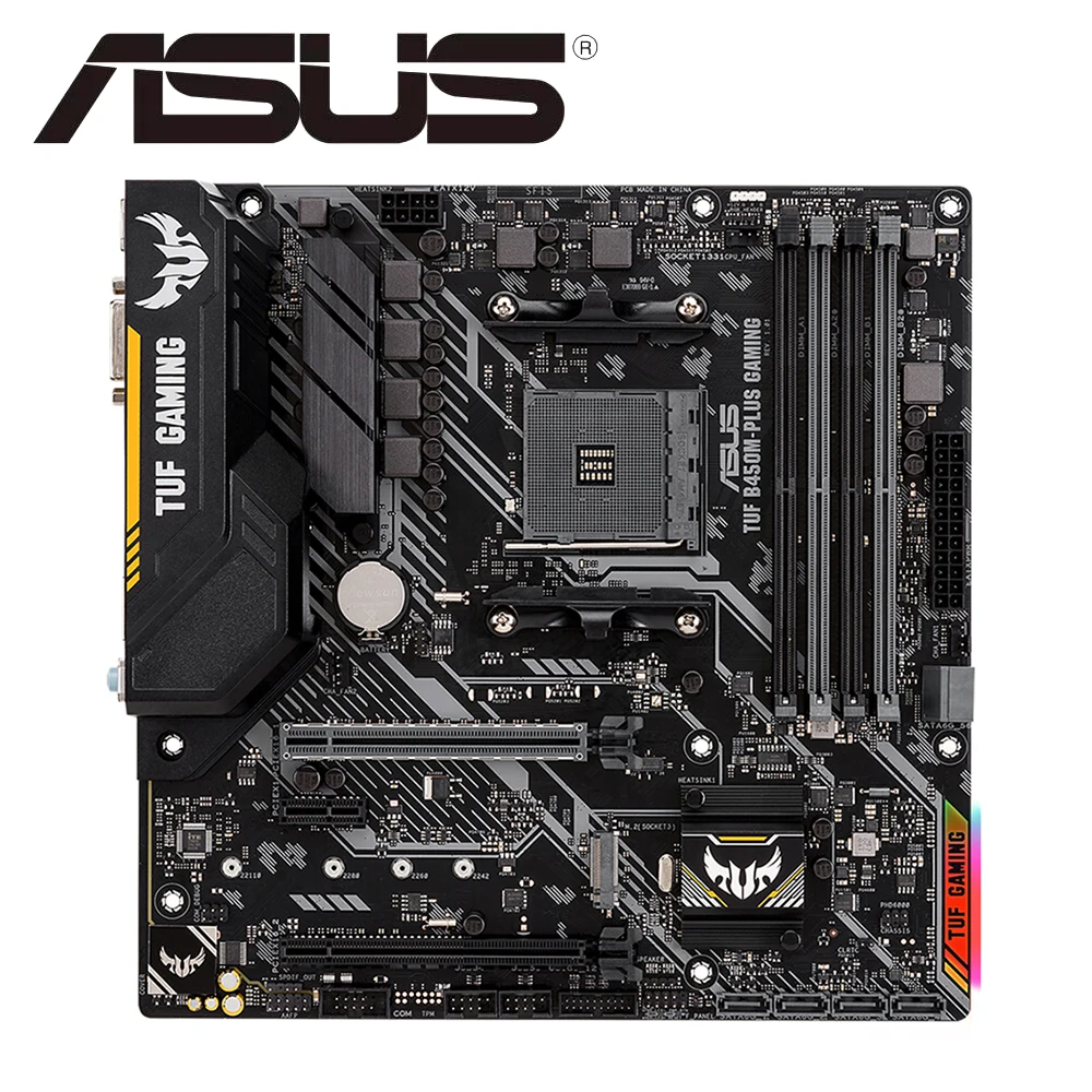 

ASUS TUF B450M-PLUS GAMING B450 Micro ATX Motherboard Socket AM4 Desktop Mainboard DDR4 Dual Channel PCI-E 3.0 M.2 USB3.1
